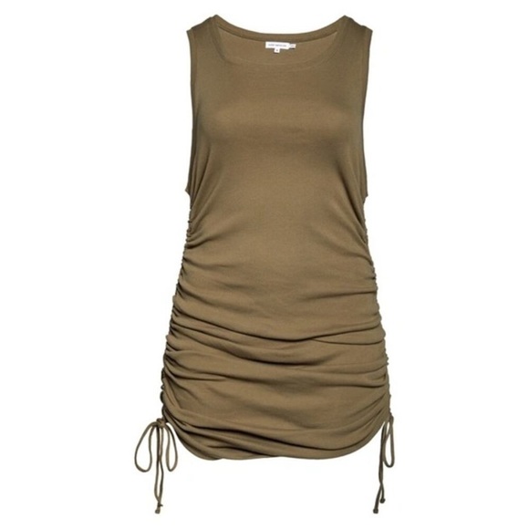 Good American Sea Turtle Olive Green Ruched Sleeveless Mini Dress - Picture 4 of 10